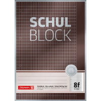 Schulblock Brunnen Premium 52608 - A4 210 x 297 mm rautiert Lineatur8f mit Rand 50 Blatt 4-fach-Lochung Premiumpapier 90 g/m²