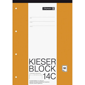 Schulblock Brunnen Kieser 42924 - A4 210 x 297 mm blanko Lineatur20 50 Blatt 4-fach-Lochung Qualitätspapier 80 g/m²