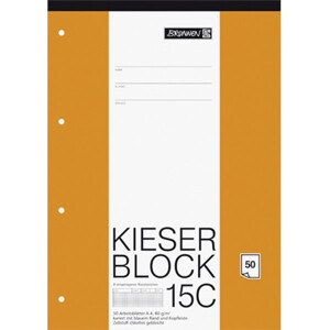 Schulblock Brunnen Kieser 42925 - A4 210 x 297 mm kariert Lineatur22 5 x 5 mm 50 Blatt 4-fach-Lochung Qualitätspapier 80 g/m²
