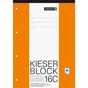 Schulblock Brunnen Kieser 42926 - A4 210 x 297 mm rautiert Lineatur23 5 x 7 mm 50 Blatt 4-fach-Lochung Qualitätspapier 80 g/m²