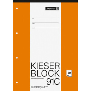 Schulblock Brunnen Kieser 42931 - A4 210 x 297 mm T-Konten 50 Blatt 4-fach-Lochung Qualitätspapier 80 g/m²