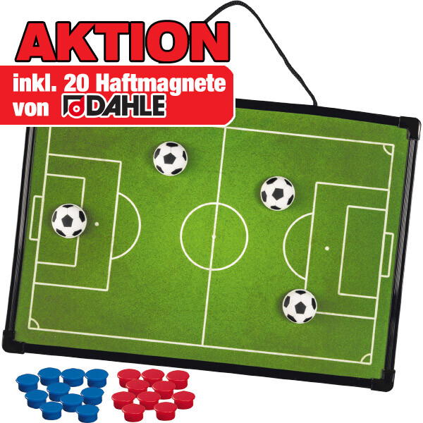 Taktiktafel Brunnen Fußball 36540 - 200 x 400 mm Fußballfeld inkl. 4 Fußballmagnete und 20 Taktikmagnete Set