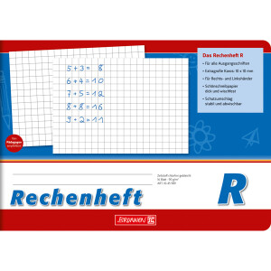 Schreiblernheft Rechenheft Brunnen Premium 45989 - A5 quer 210 x 148 mm LineaturR 10 x 10 mm kariert FSC 16 Blatt extrawei&szlig;es Qualit&auml;tspapier 90 g/m&sup2;