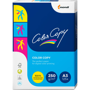 Farblaserpapier mondi Color Copy Premium 8687B25B - A3 297 x 420 mm weiß für Farblaserdrucker 160 CIE satiniert FSC 250 g/m² Pckg/125