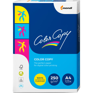 Farblaserpapier mondi Color Copy Premium 8687A25S - A4 210 x 297 mm weiß für Farblaserdrucker 160 CIE satiniert FSC 250 g/m² Pckg/125