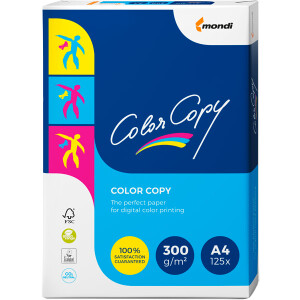 Farblaserpapier mondi Color Copy Premium 8687A30S - A4 210 x 297 mm weiß für Farblaserdrucker 160 CIE satiniert FSC 300 g/m² Pckg/125
