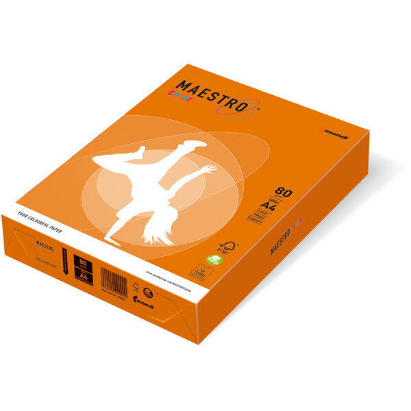 Kopierpapier mondi Maestro Color Intensiv 9417-OR43B80B - A3 297 x 420 mm orange universelle Anwendung FSC 80 g/m² Pckg/500