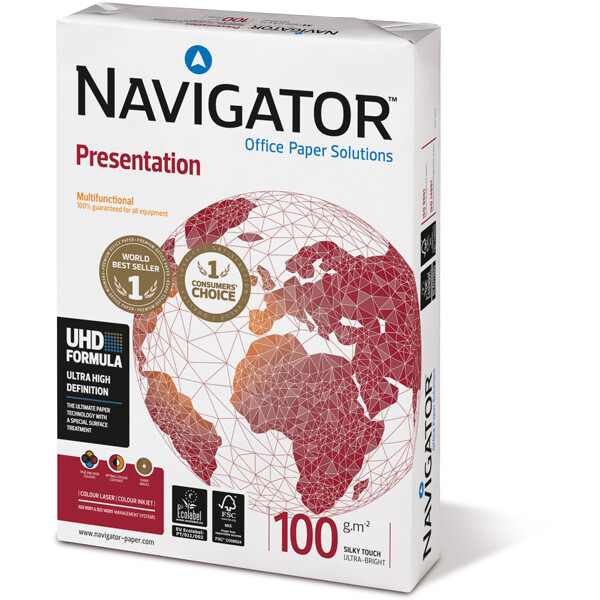 Kopierpapier Navigator Presentation 8243A10S - A4 210 x 297 mm weiß universelle Anwendung 169 CIE FSC 100 g/m² Pckg/500