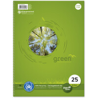 Collegeblock Staufen green paper 608575025 - A4 210 x 297 mm grün liniert Lineatur25 10 mm mit Rand 80 Blatt Blauen Engel weißes Qualitätspapier 70 g/m²