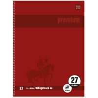 Collegeblock Staufen Premium 734451270 - A4 210 x 297 mm rot liniert Lineatur27 10 mm mit Doppelrand 80 Blatt klimaneutral hochweißes Premiumpapier 90 g/m²