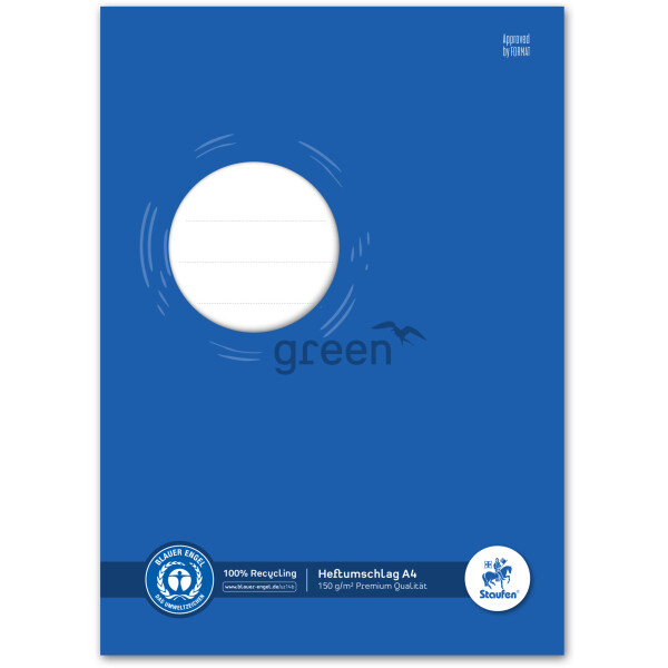 Heftumschlag Staufen Recycling green paper 794004601 - A4 210 x 297 mm blau mit Beschriftungsetikett Blauer Engel Papier