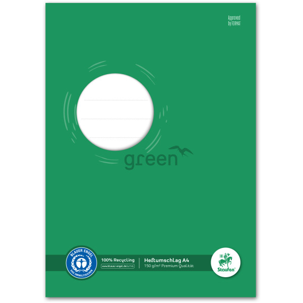 Heftumschlag Staufen Recycling green paper 794004611 - A4 210 x 297 mm grün mit Beschriftungsetikett Blauer Engel Papier