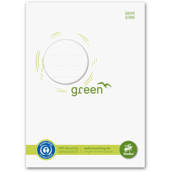 Heftumschlag Staufen Recycling green paper 794004500 - A5 148 x 210 mm weiß mit Beschriftungsetikett Blauer Engel Papier