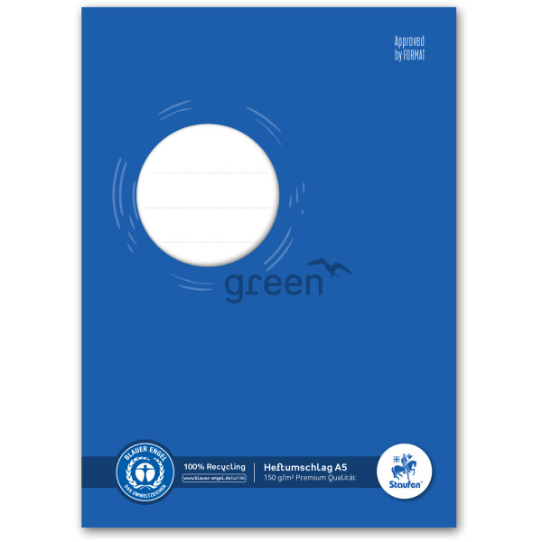 Heftumschlag Staufen Recycling green paper 794004501 - A5 148 x 210 mm blau mit Beschriftungsetikett Blauer Engel Papier