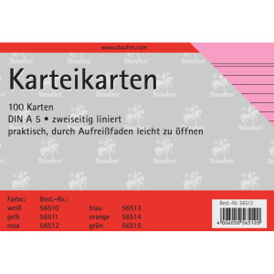 Karteikarte Staufen 794650012 - A5 148 x 210 mm rosa...