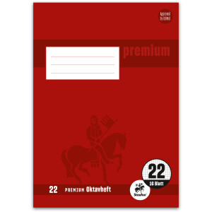 Oktavheft Staufen Premium Academy 734010242 - A6 105 x 148 mm Lineatur52 5 x 5 mm kariert klimaneutral 32 Blatt hochweißes Premiumpapier 90 g/m²