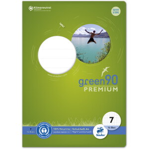 Schulheft Staufen Recycling green90 Premium 040782007 - A4 210 x 297 mm Lineatur07 7 x 7 mm kariert Blauer Engel 16 Blatt premiumweißes Recyclingpapier 90 g/m²