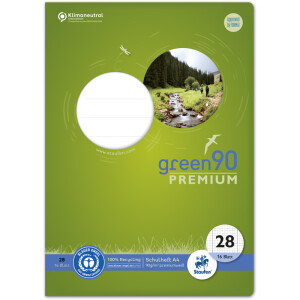 Schulheft Staufen Recycling green90 Premium 040782028 - A4 210 x 297 mm Lineatur28 5 x 5 mm mit Doppelrand kariert Blauer Engel 16 Blatt premiumweißes Recyclingpapier 90 g/m²