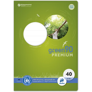 Schulheft Staufen Recycling green90 Premium 040782040 - A4 210 x 297 mm Lineatur40 5 x 5 mm mit Umrandung kariert Blauer Engel 16 Blatt premiumweißes Recyclingpapier 90 g/m²