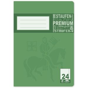 Schulheft Staufen Premium Academy 734010324 - A4 210 x 297 mm Lineatur24 mit Rand blanko klimaneutral 16 Blatt hochweißes Premiumpapier 90 g/m²