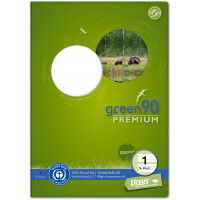 Schulheft Staufen Recycling green90 Premium 040780001 - A5 148 x 210 mm Lineatur01 vier Linien 5 mm liniert Blauer Engel 16 Blatt premiumweißes Recyclingpapier 90 g/m²