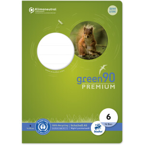 Schulheft Staufen Recycling green90 Premium 040780006 - A5 148 x 210 mm Lineatur06 blanko Blauer Engel 16 Blatt premiumweißes Recyclingpapier 90 g/m²