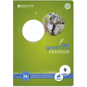 Schulheft Staufen Recycling green90 Premium 040780009 - A5 148 x 210 mm Lineatur09 10 mm mit Rand liniert Blauer Engel 16 Blatt premiumweißes Recyclingpapier 90 g/m²