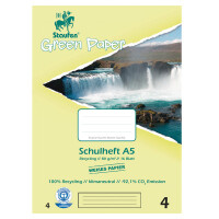 Schulheft Staufen Recycling green paper 19004 - A5 148 x 210 mm Lineatur04 mit Schreiblinie liniert Blauer Engel 16 Blatt Recyclingpapier 80 g/m²