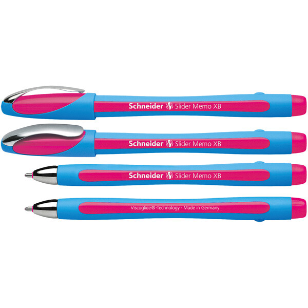 Kugelschreiber Schneider Slider Memo 150209 - blau/pinkes Gehäuse Mine XB pink