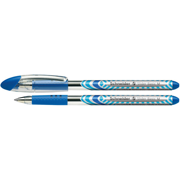 Kugelschreiber Schneider Slider Basic 1511 - blau/silbernes Gehäuse Mine M blau