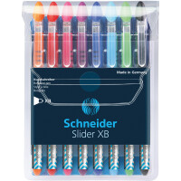 Kugelschreiber Schneider Slider Basic 1512 - farbig sortierte Gehäuse Mine XB sortiert 8er-Set