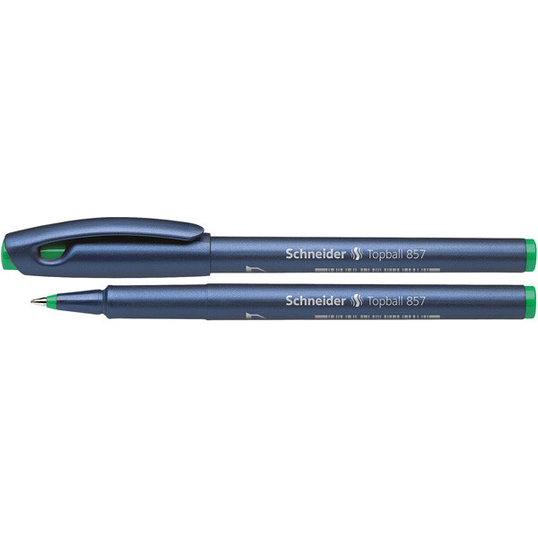 Tintenroller Schneider Topball 8574 - dunkelblau/grünes Gehäuse 0,6 mm Mine grün Tampon-System