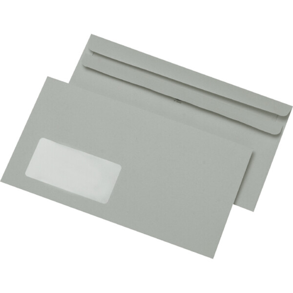 Briefumschlag Mayer Kuvert Recycling 30005430 - Kompakthülle 125 x 229 mm selbstklebend mit Fenster grau 75 g/m² Pckg/1000