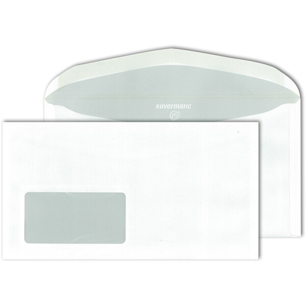 Kuvertierumschlag Mayer Kuvert Kuvermatic 30005433 - Kompakt 125 x 229 mm nassklebend mit Fenster außenliegende Klappe weiß 75 g/m² Pckg/1000