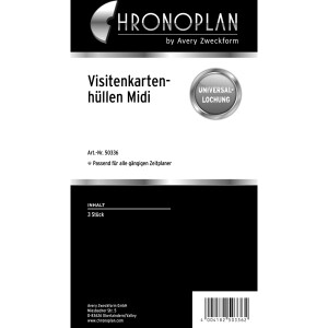 Timer Visitenkartenh&uuml;lle Chronoplan 50336 - Midi 17,2 x 9,6 cm transparent Folie Pckg/3