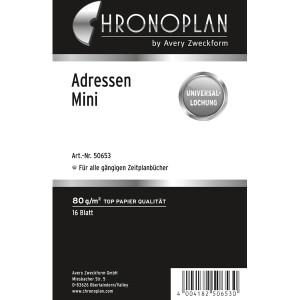 Timer Formular Chronoplan 50653 - Mini 12,5 x 7,9 cm weiß Adressen 16 Blatt 80 g/m² Papier