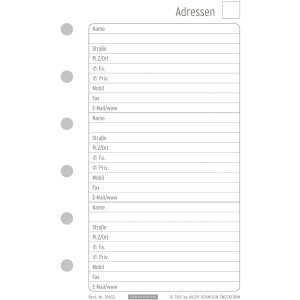 Timer Formular Chronoplan 50653 - Mini 12,5 x 7,9 cm weiß Adressen 16 Blatt 80 g/m² Papier