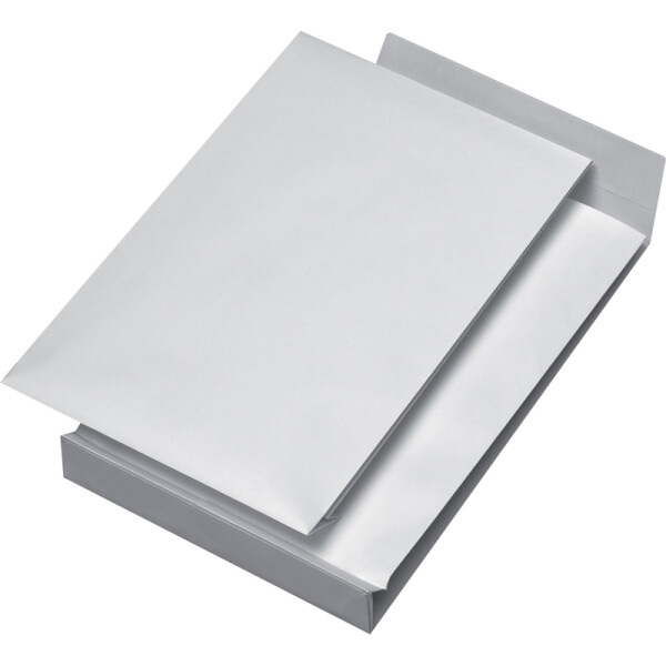 Faltentasche Mayer Kuvert 30007056 - DIN B4 250 x 353 mm haftklebend mit Fenster Stehboden 40 mm Falte weiß 150 g/m² Pckg/250