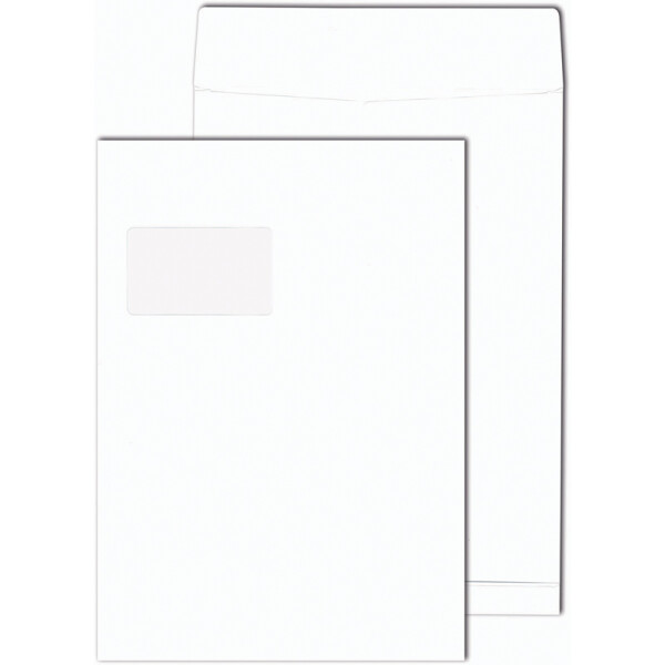 Faltentasche Mayer Kuvert 30007365 - DIN C4 229 x 324 mm haftklebend mit Fenster Stehboden 20 mm Falte weiß 120 g/m² Pckg/250