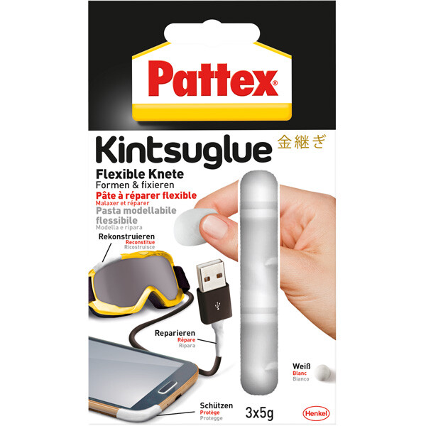 Klebeknete Pattex Kintsuglue 9H PFK5W - weiß formbar und flexibel für Innenbereich 3 x 5 g