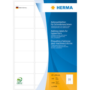 Adressetikett Herma 4438 - A4 67 x 38 mm wei&szlig;...