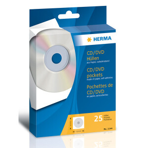 CD H&uuml;lle Herma 1144 - 124 x 124 mm wei&szlig; f&uuml;r 1 CD mit Sichtfenster Papier Pckg/25