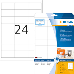 Inkjetetikett Herma 4820 - A4 66 x 33,8 mm wei&szlig; permanent Papier f&uuml;r Inkjetdrucker Pckg/600