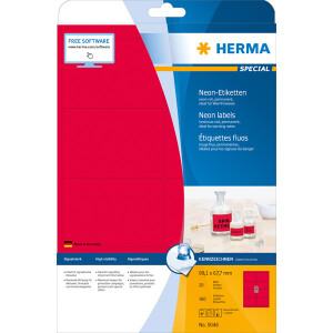 Neonetikett Herma 5046 - A4 99,1 x 67,7 mm neonrot...