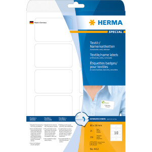 Textilnamensschild Herma 4412 - 80 x 50 mm weiß...