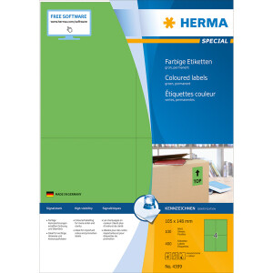 Universaletikett Herma 4399 - A4 105 x 148 mm grün...