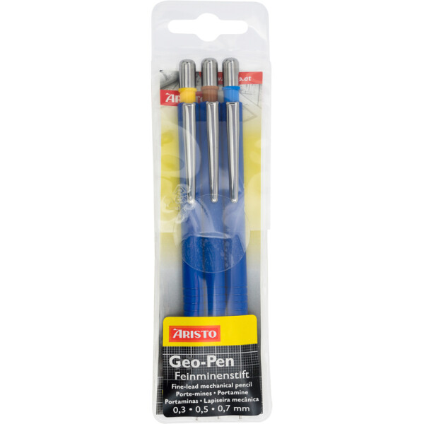 Feinminenstift Aristo Geo-Pen AH85419 - blau 0,30 / 0,50 / 0,70 mm HB 3er-Set