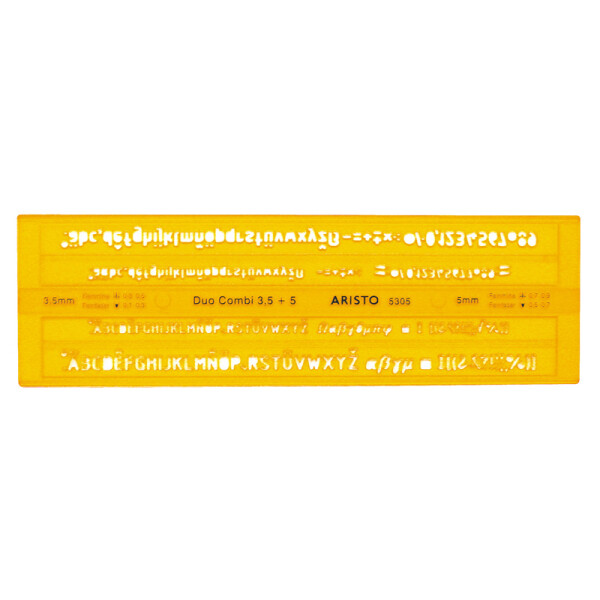 Schriftschablone Aristo AH5305 - 3,5/5 mm gelb transparent gerade Kunststoff