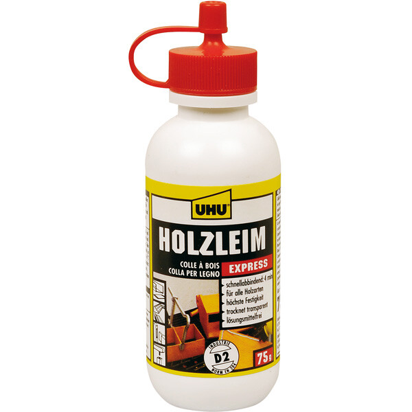 Holzleim UHU Express 48580 - trocknet transparent Flasche 75 g