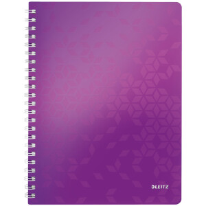 Collegeblock Leitz WOW 4637 - A4 210 x 297 mm violett liniert Lineatur21 mit Schreiblinie 80 Blatt FSC extraweißes Qualitätspapier 80 g/m²